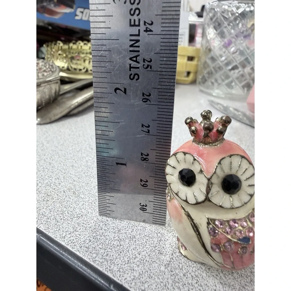 Owl w/ Crown with Rhinestone Jewelry Trinket Box  # 1636380 New‎